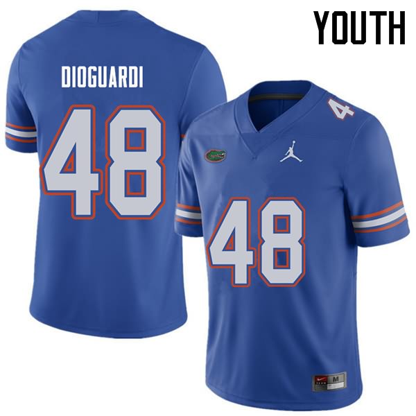 NCAA Florida Gators Brett DioGuardi Youth #48 Jordan Brand Royal Stitched Authentic College Football Jersey OFG5064TF